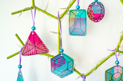 Gelli Printed Holiday Ornaments