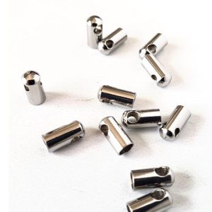 Stainless steel end caps with hol;e to fit 3mm cord