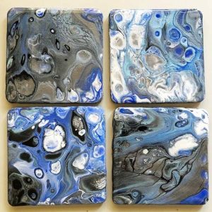 Acrylic Pour on our MDF Coaster Blanks